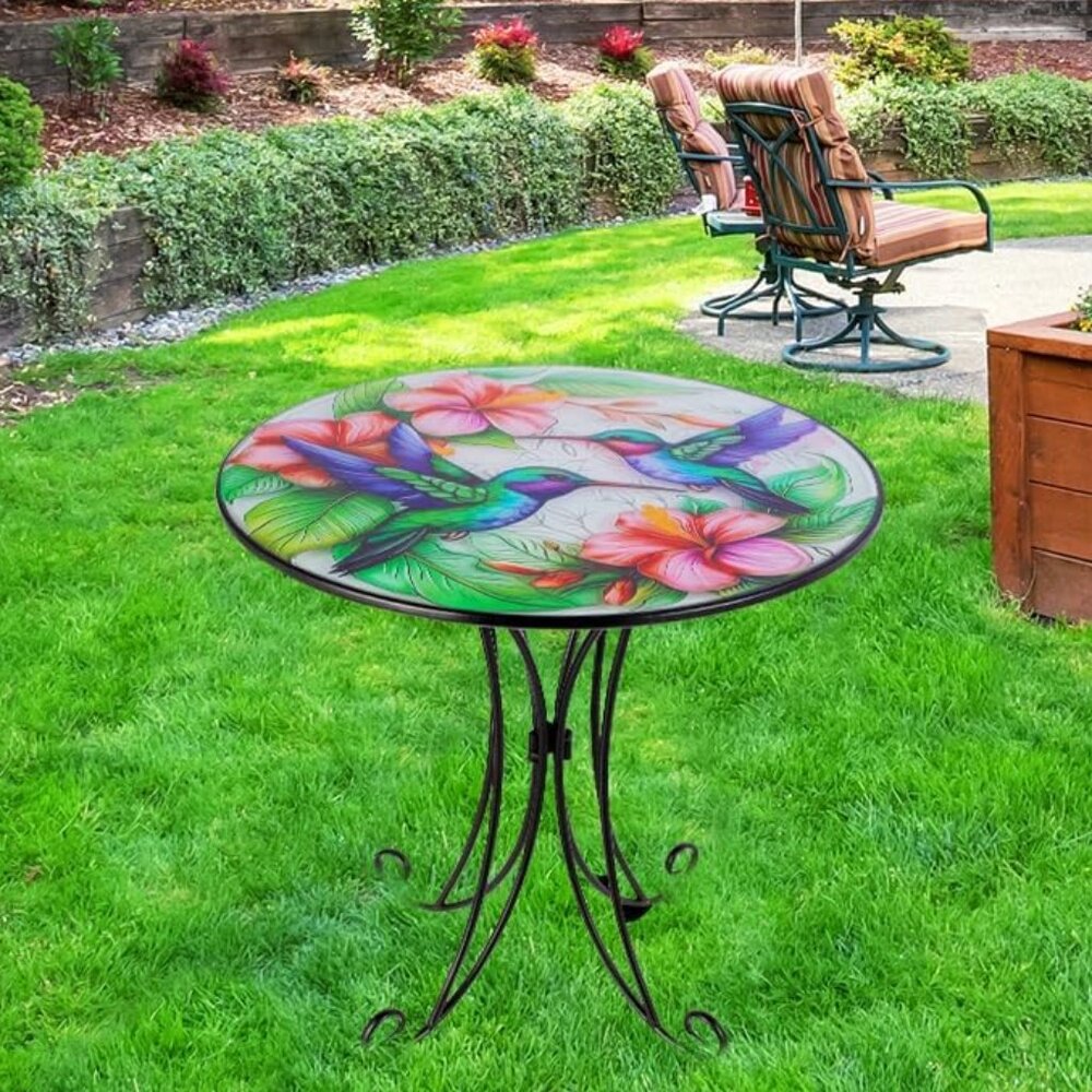 Hummingbird Metal Side Table | 18" Outdoor & Indoor Accent Stand